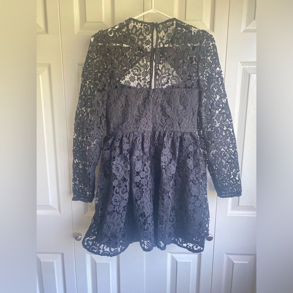 New Self-Portrait Tie-neck Mini Dress in Black - Picture 9 of 16